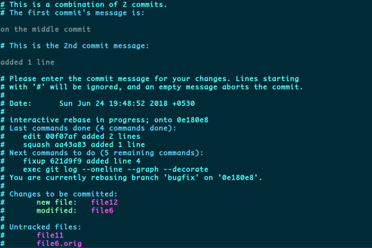 Squash - Before changing commit message